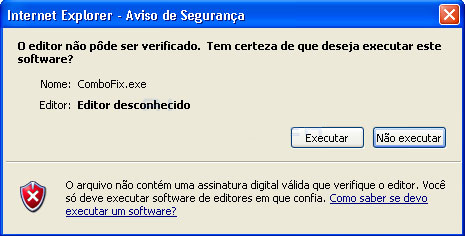 Janala de Aviso de Execução Combofix