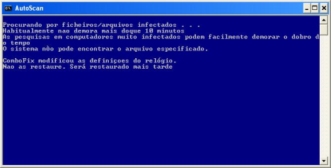 Janela Scan do Sistema Antivirus Combofix 
