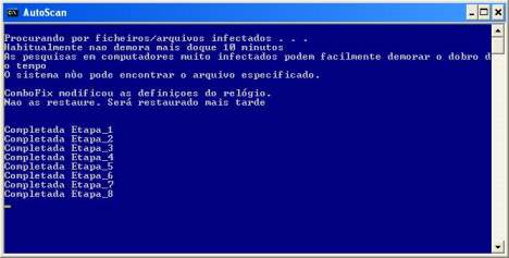 Janela Scan do Sistema Antivirus Combofix 